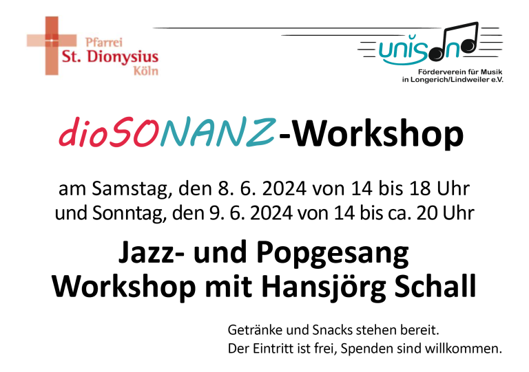 dioSONANZ Konzert – Jazz- und Popgesang Workshop mit Hansjörg Schall
