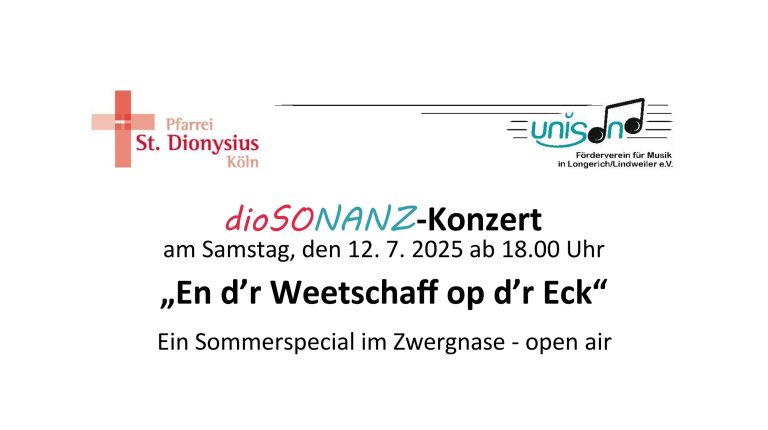 dioSONANZ Konzert – En D’r Weetschaff op d’r Eck – Ein Sommerspecial im Zwergnase – open air